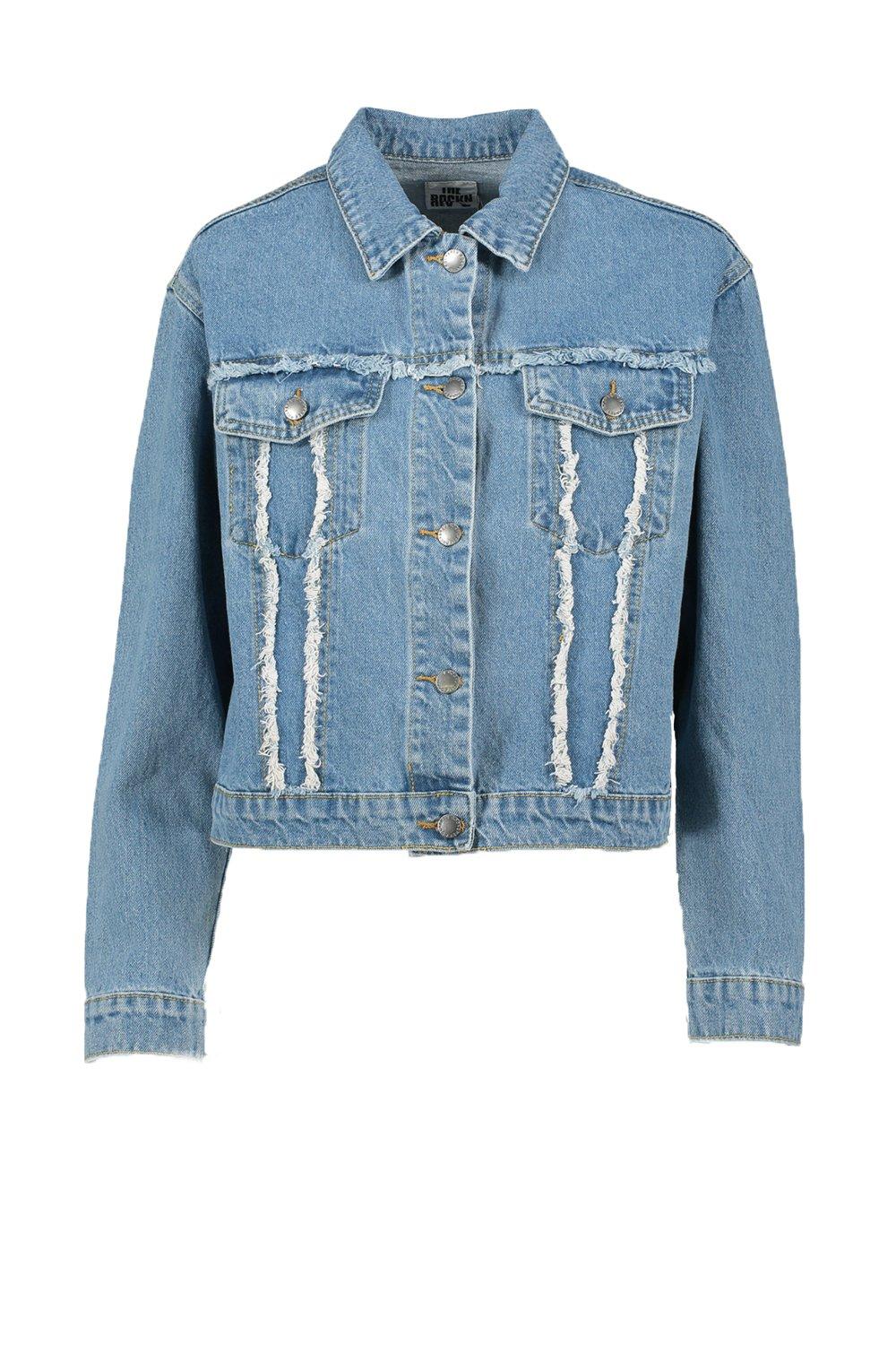 cropped denim jacket frayed