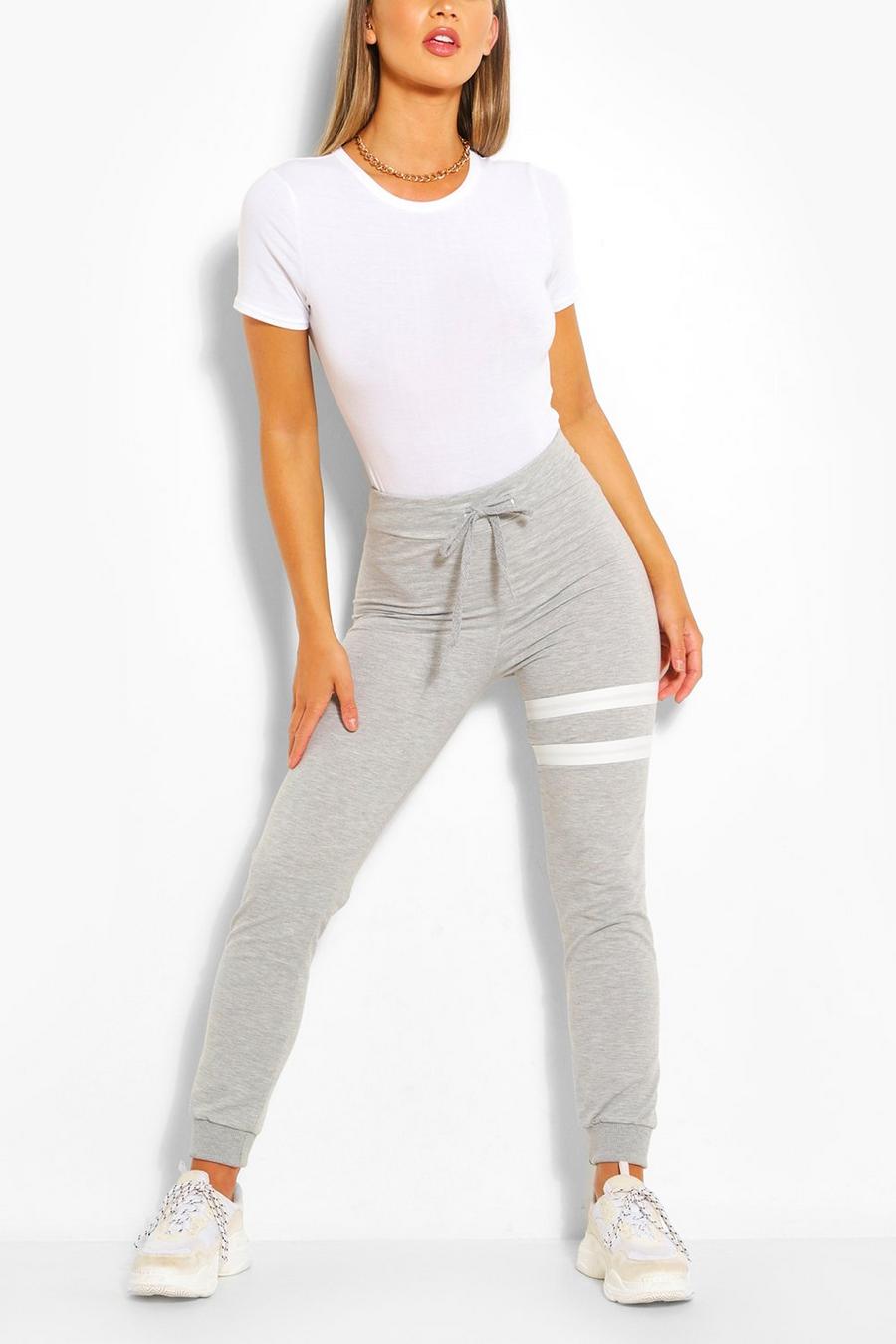 Grey Oversize leggings med ränder image number 1