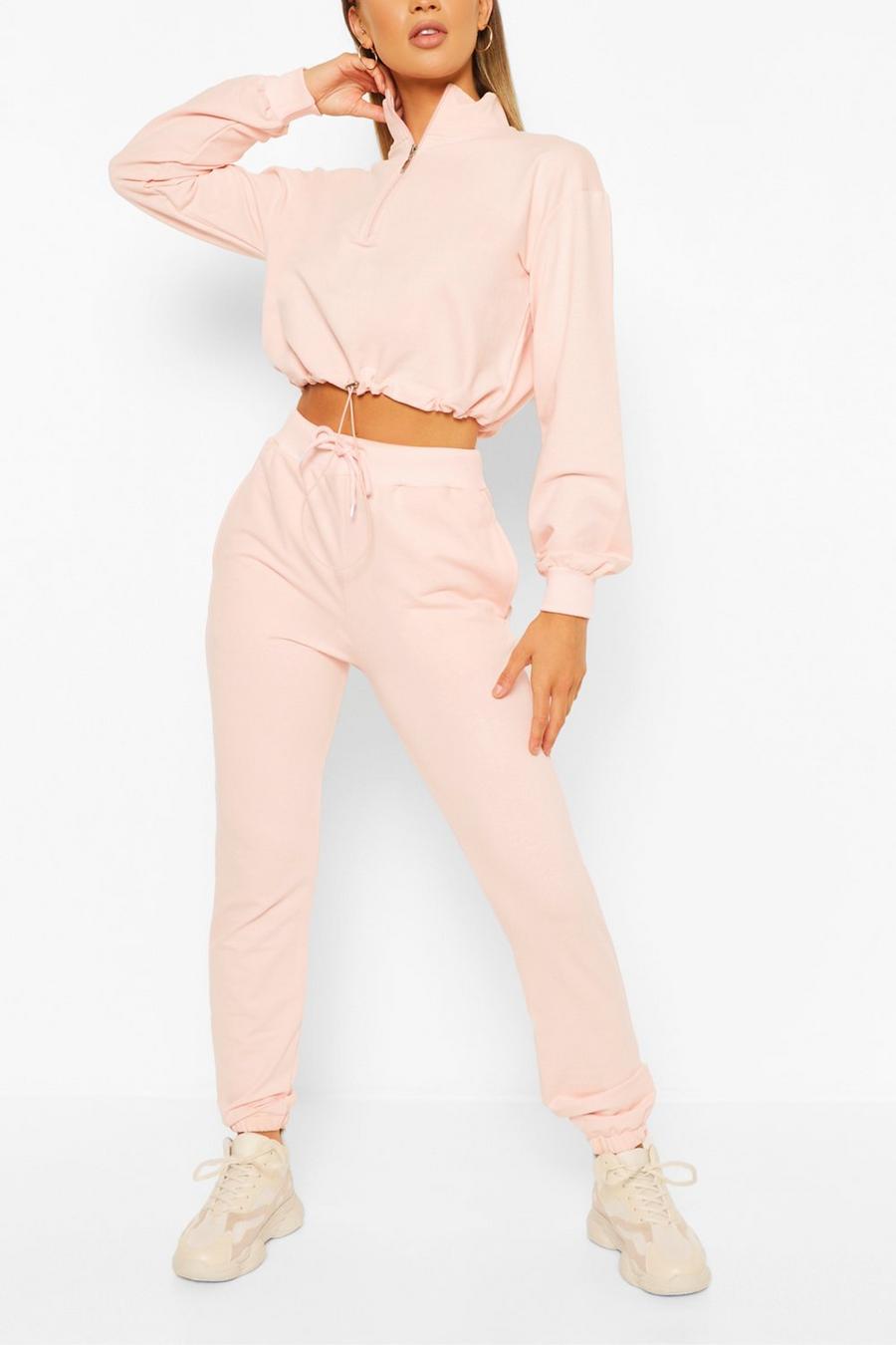 Pink High Neck Sweat & Joggers Tracksuit image number 1