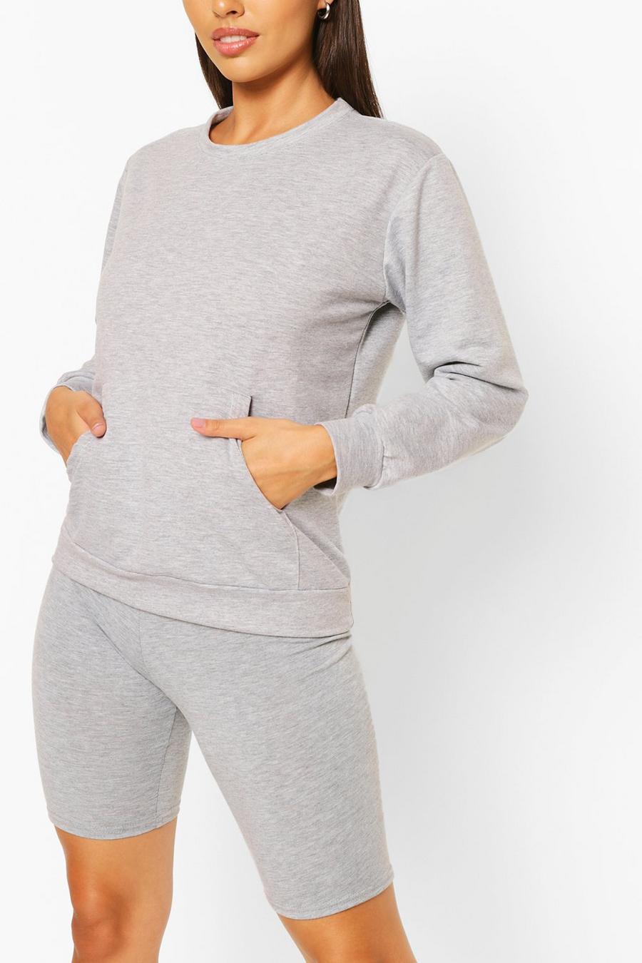 Pullover mit Tasche und verlängertem Saum, Grau image number 1