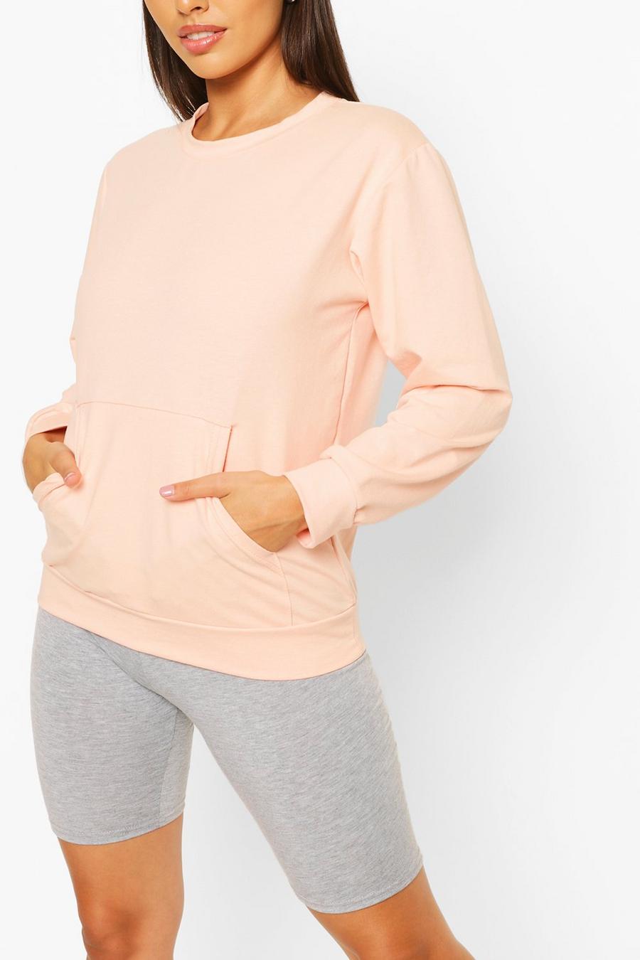 Pale pink Sweatshirt med känguruficka image number 1