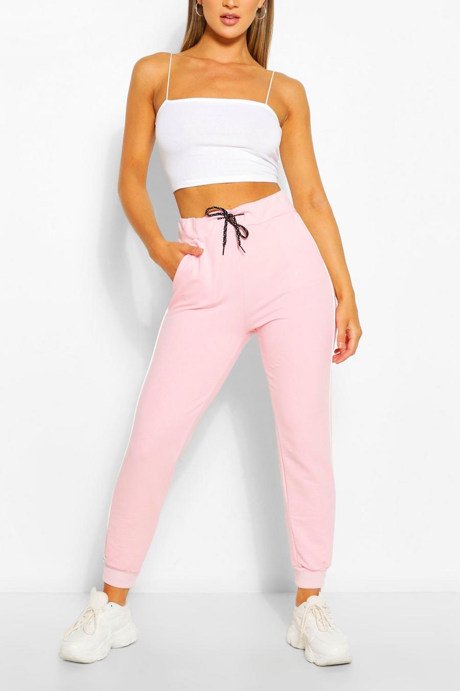 Pale pink Pink Regular Track Pants With Piping Detail image number 1