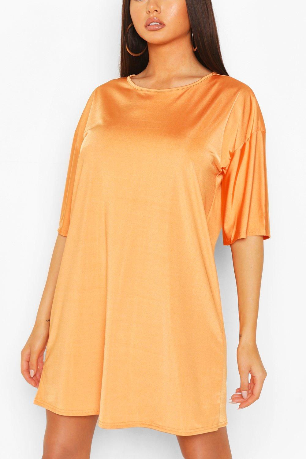 orange oversized t shirt dress