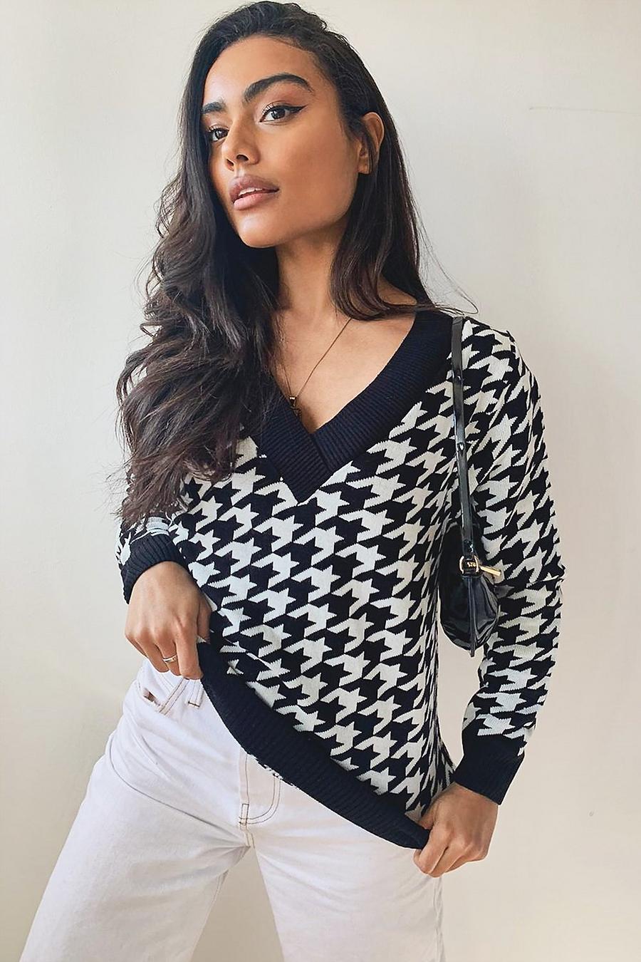 Black Dogtooth Sweater image number 1