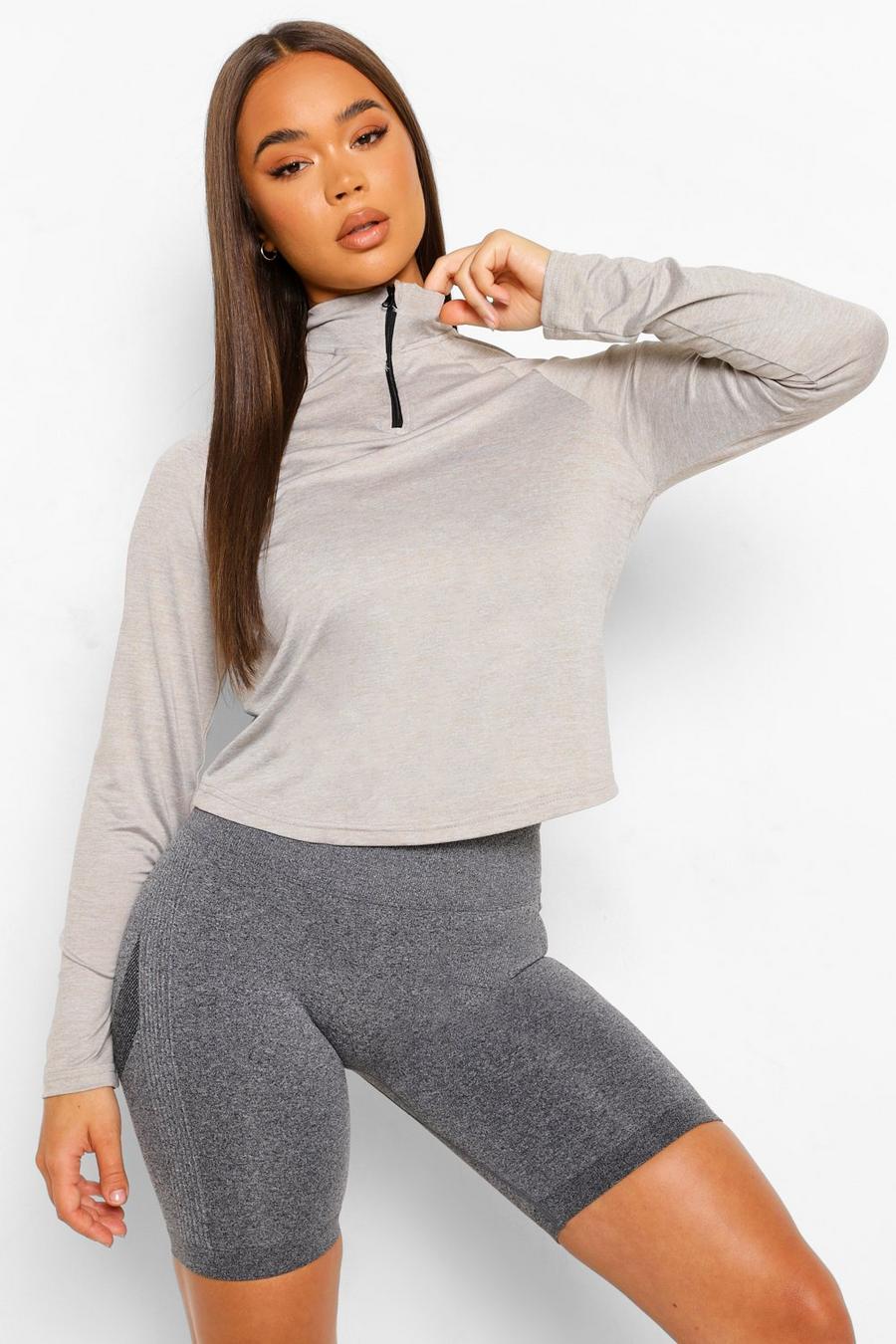 Grey Active Raglan Funnel Neck Gym Top image number 1