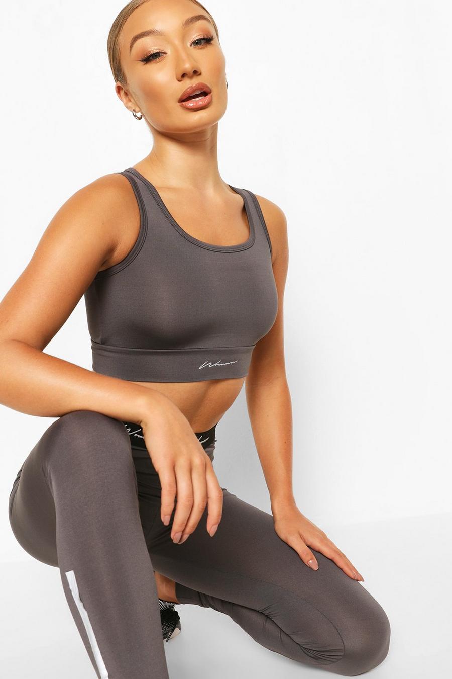 Charcoal grey Active Sports Bra image number 1