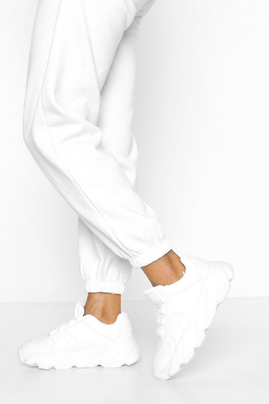 לבן נעלי ספורט פלטפורמה עם סוליה עבה image number 1