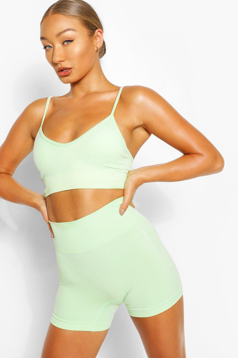 neon green sports bra
