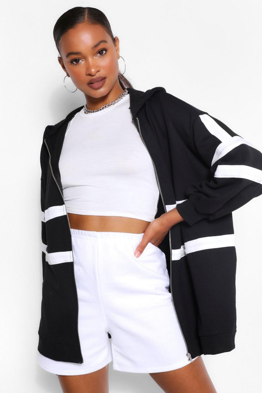Black Extreme Oversized Colour Block Hoodie image number 1