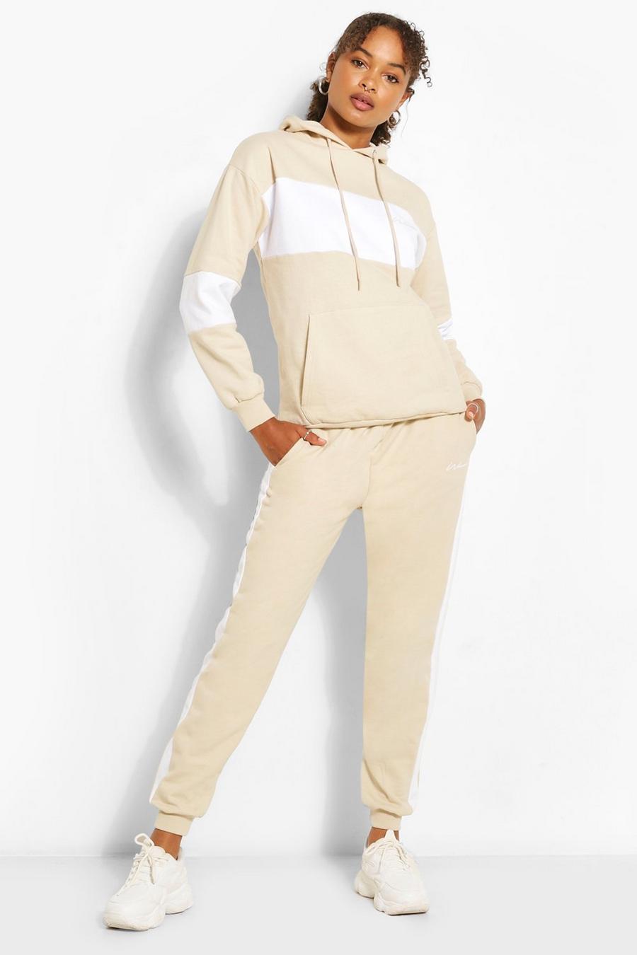 Sand Woman Script Colour Block Tracksuit image number 1