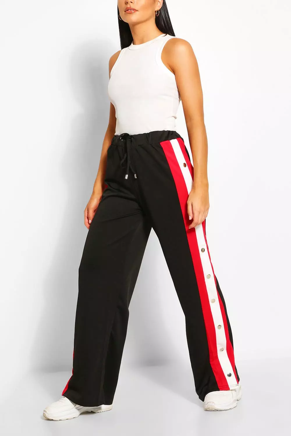 Contrast panel popper wide leg 2025 joggers