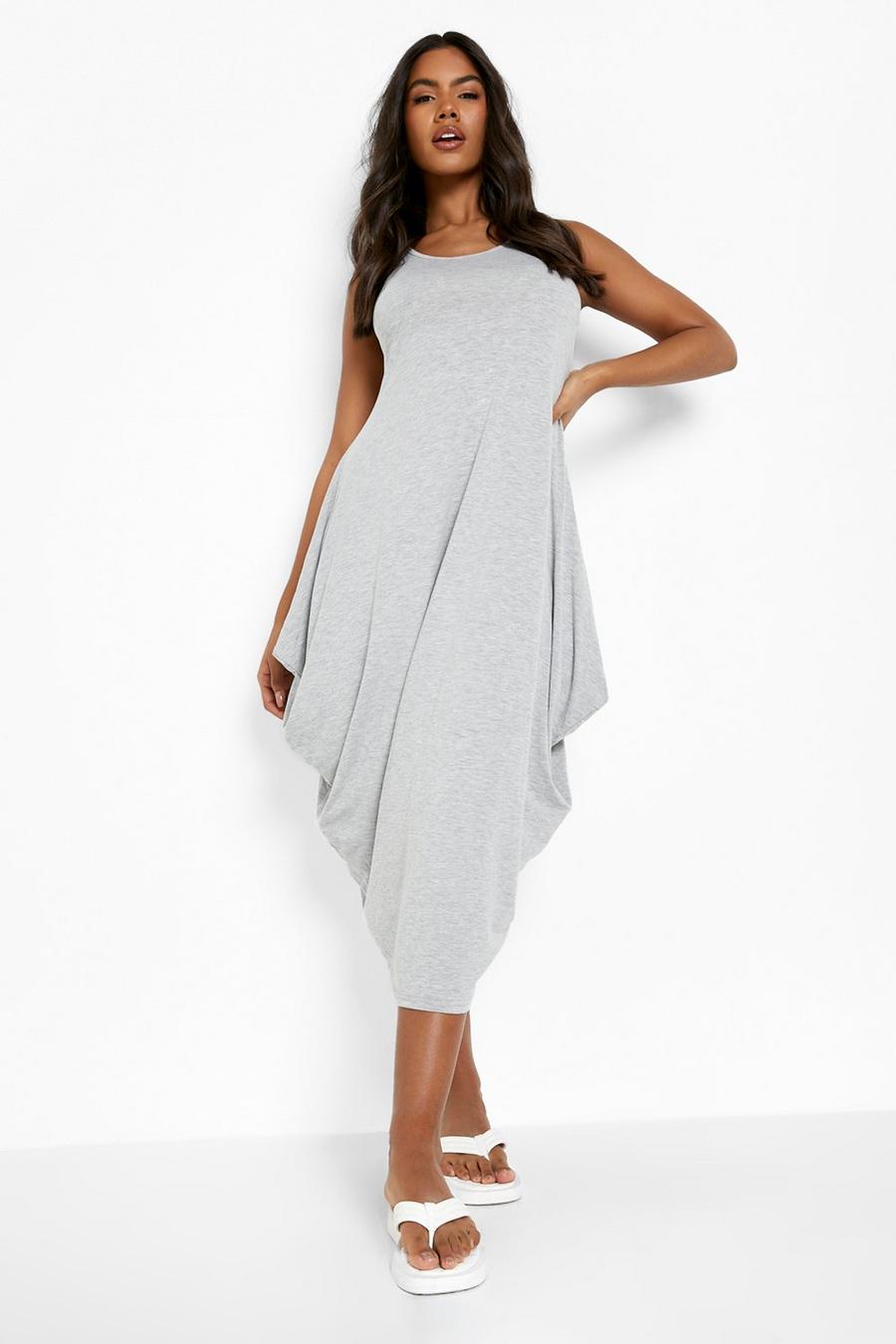 Grey Racer Back Ruched Maxi Dress
