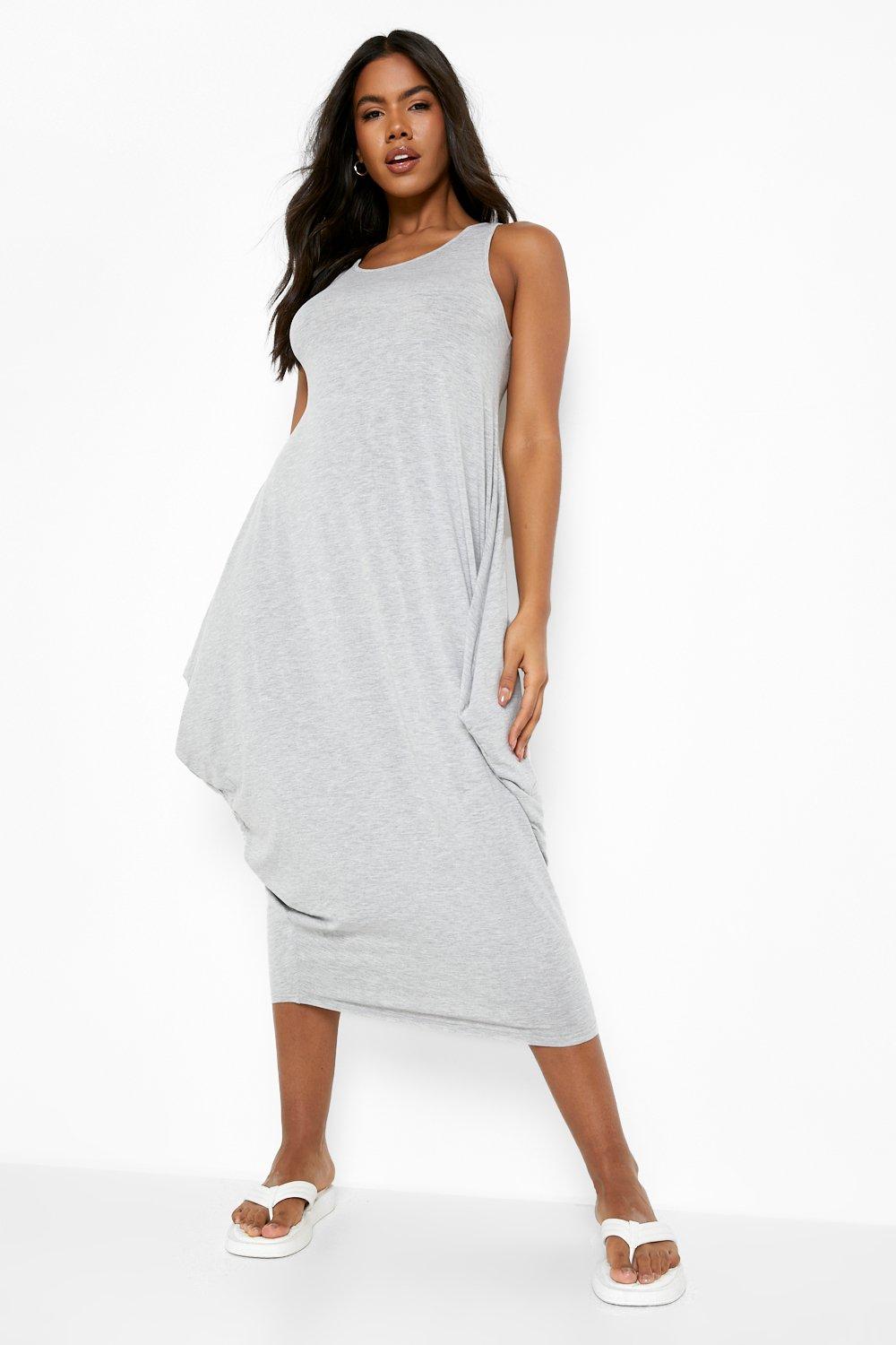 racer back ruched maxi dress