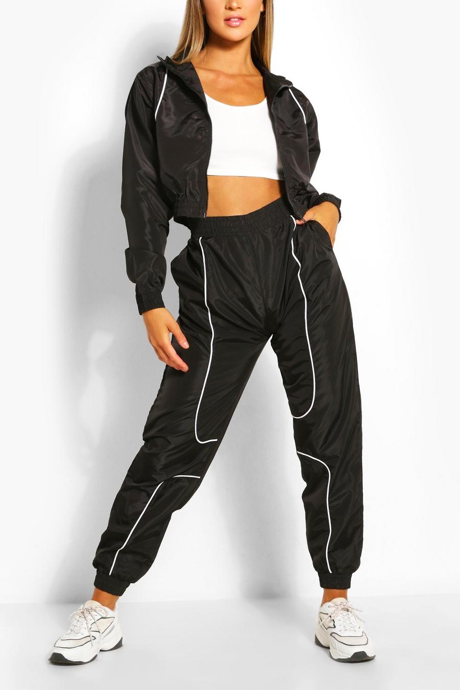 Black Piping Detail Shell Tracksuit image number 1