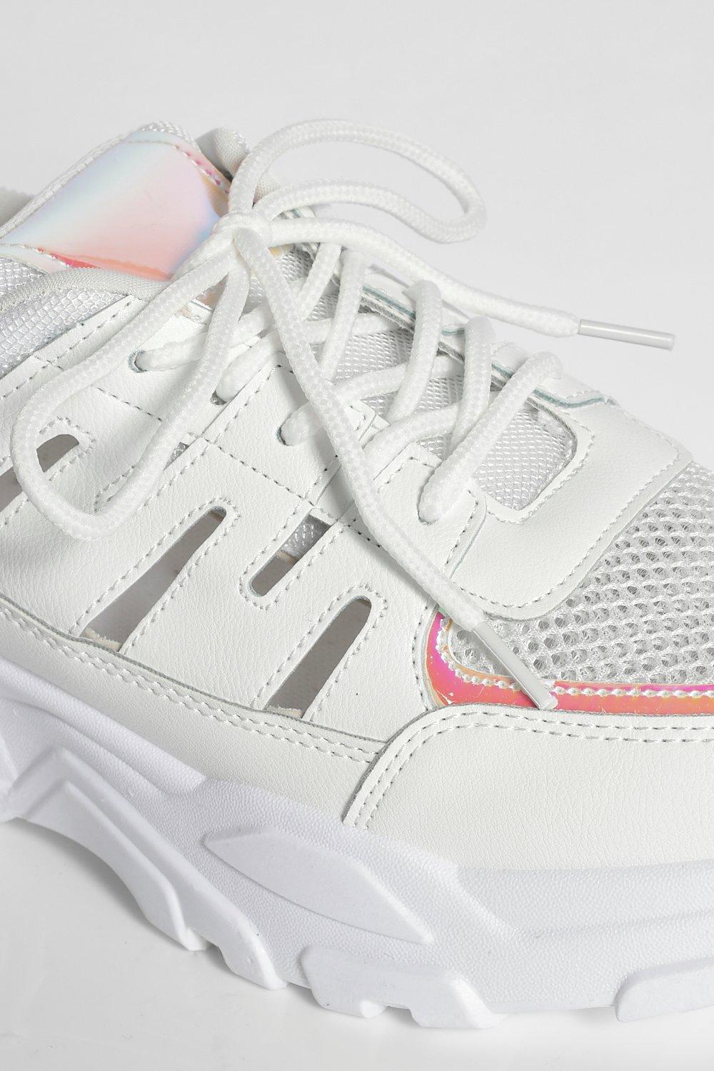 white chunky platform sneakers