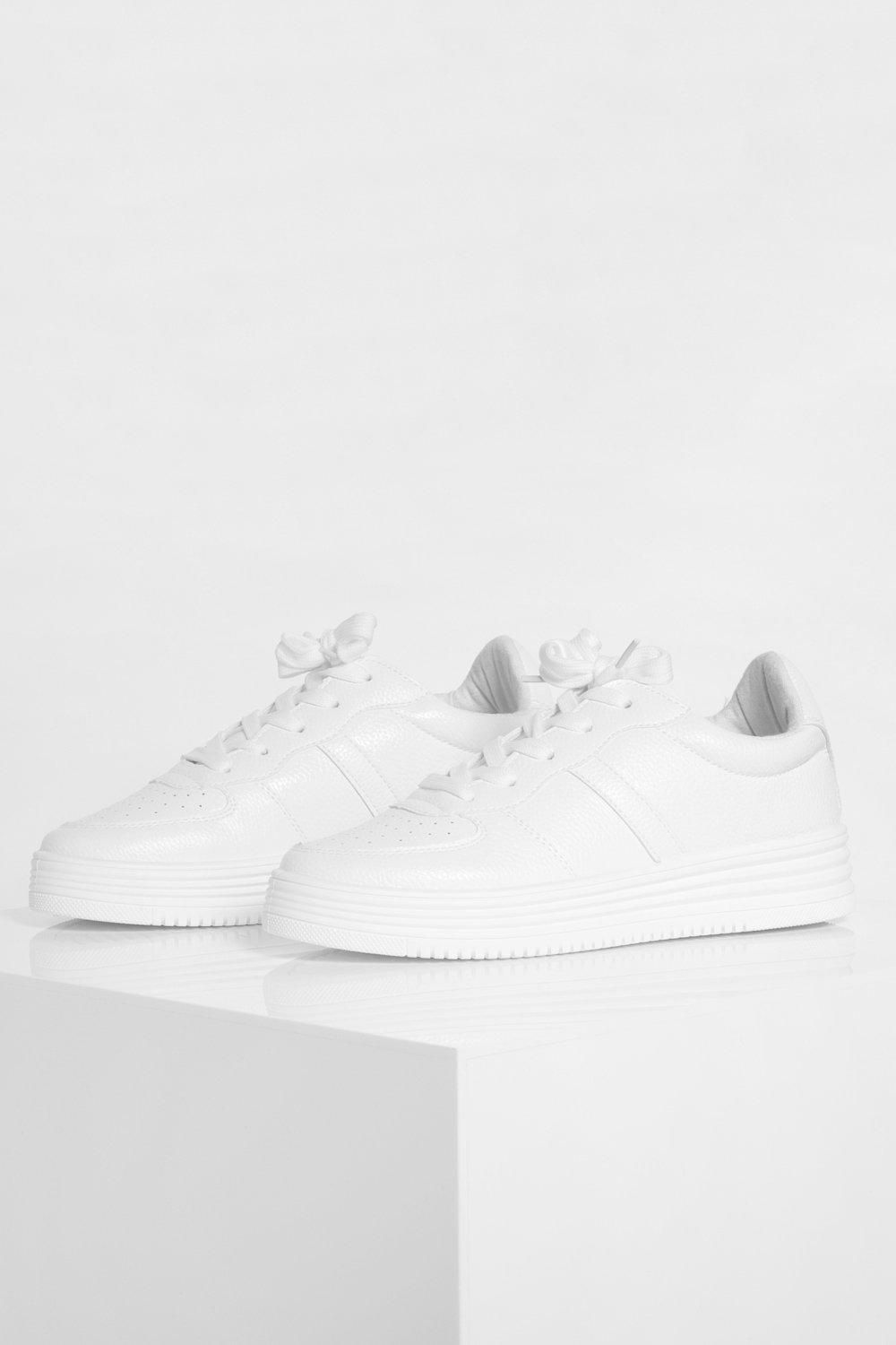 Ribbed Sole Lace Up Trainers | boohoo
