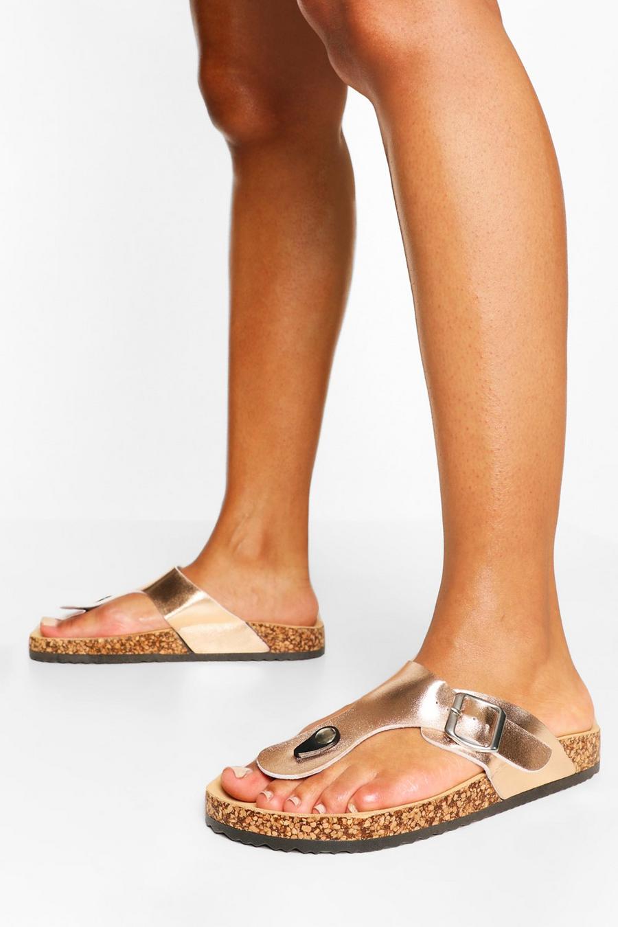 Sandalen mit Zehensteg und Fußbett, Rotgold image number 1