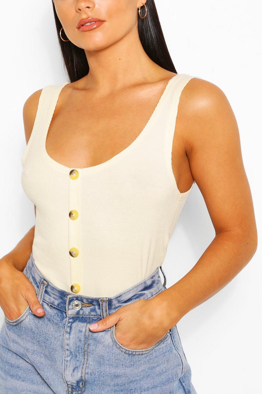Cream Button Front Cami Top image number 1
