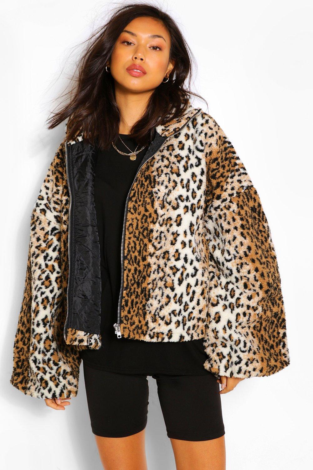 Leopard bomber cheap sweater