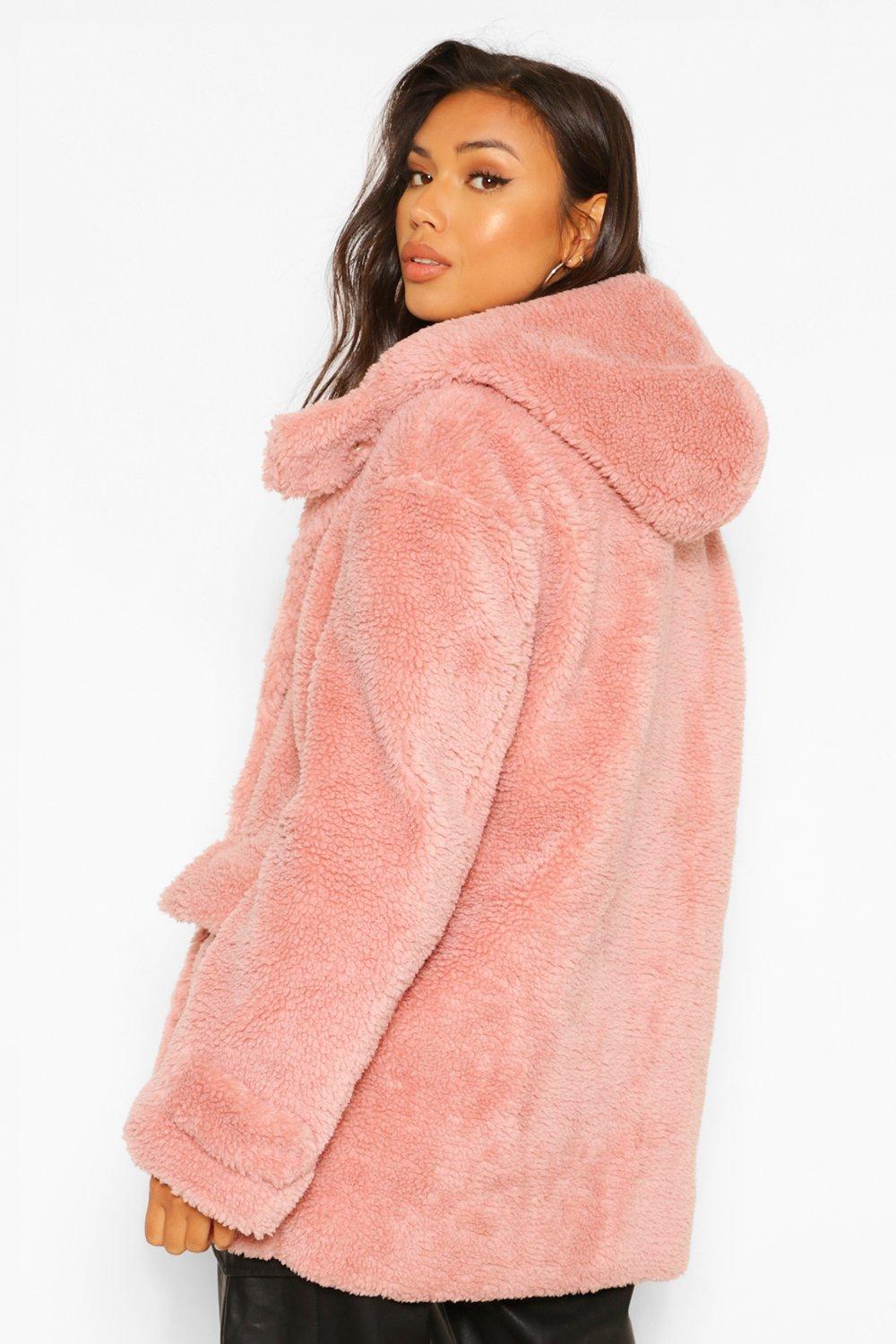 Boohoo pink hotsell fur coat