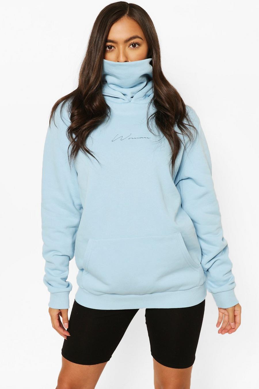Blue Woman Hoody With Snood image number 1