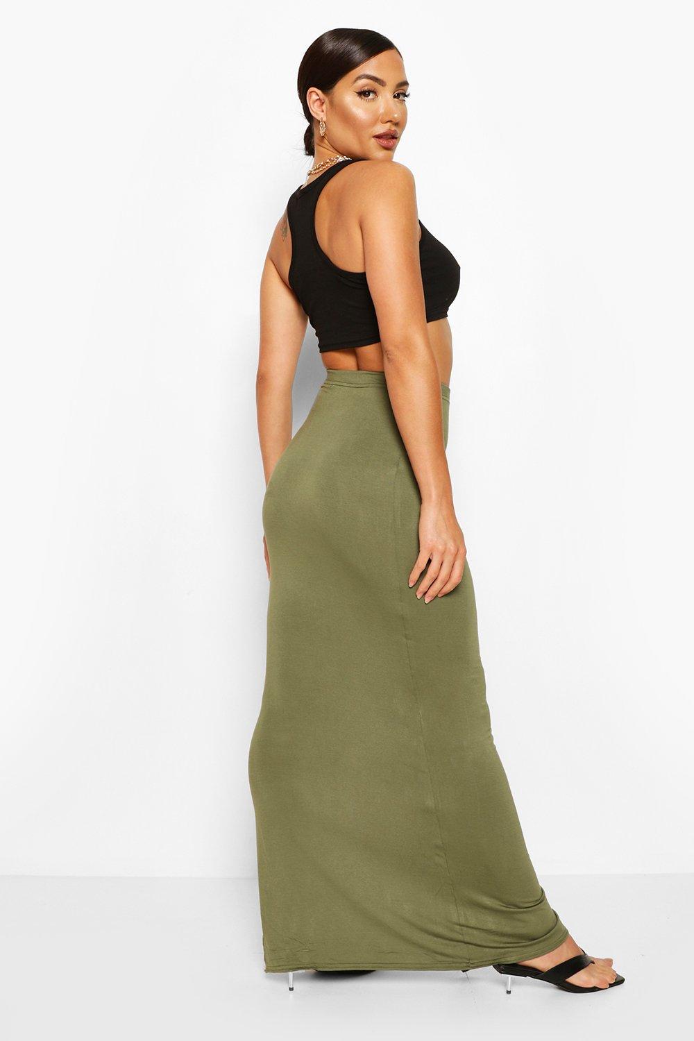 Long jersey skirt outlet with side split