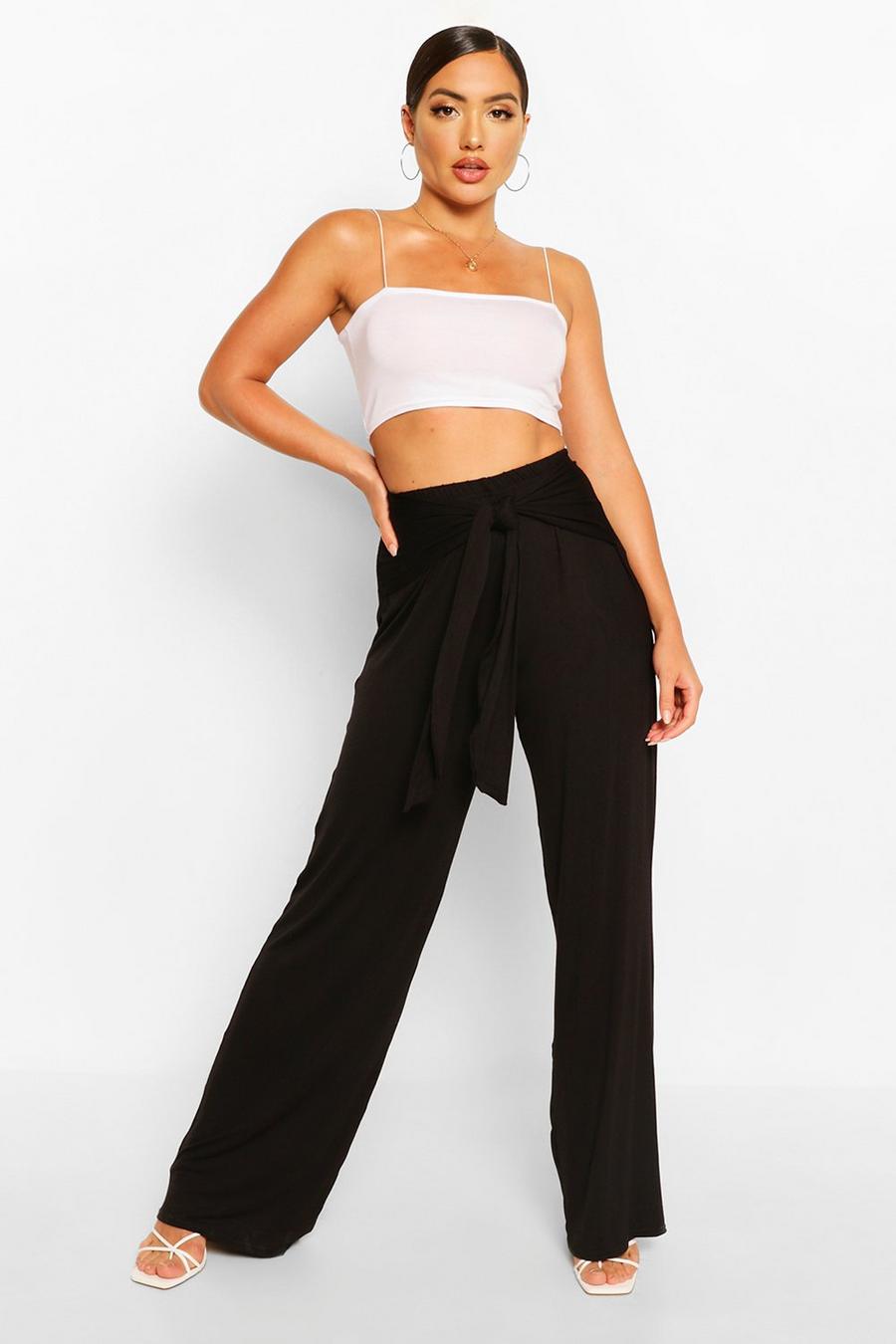 Ruched Back Tie Waist Wide Leg Trousers image number 1