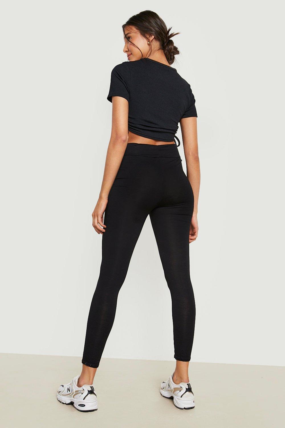 STRETCH KNIT LEGGINGS - Black