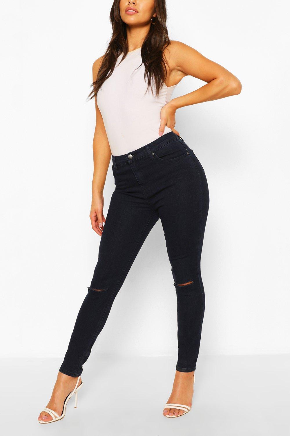 Black knee ripped high waisted clearance skinny jeans