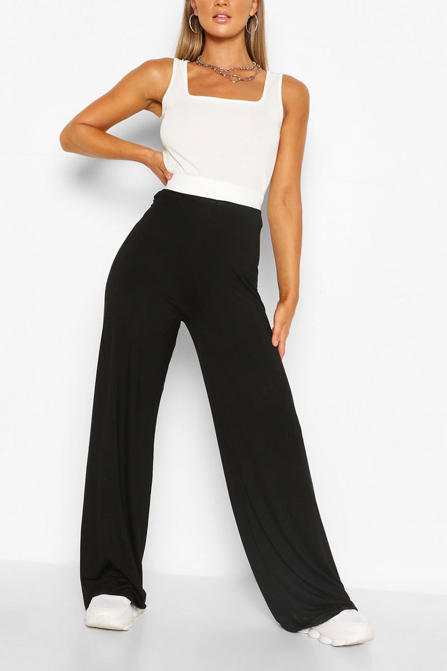 Black Everyday Jersey Wide Leg Trouser image number 1