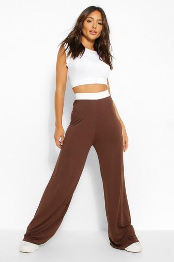 Everyday Jersey Wide Leg Trouser chocolate