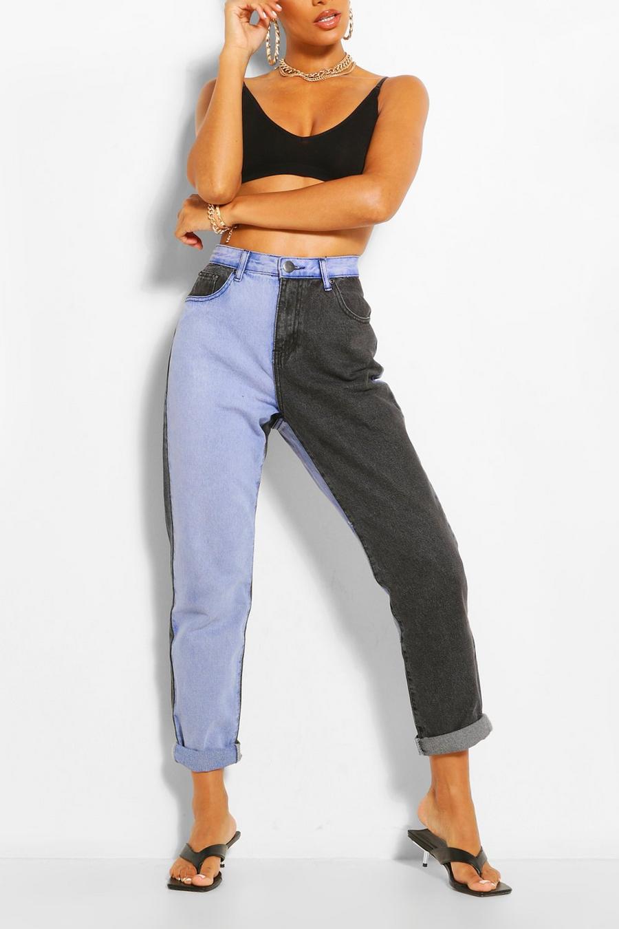 Lichtblauw Contrast High Rise Mom Jeans image number 1