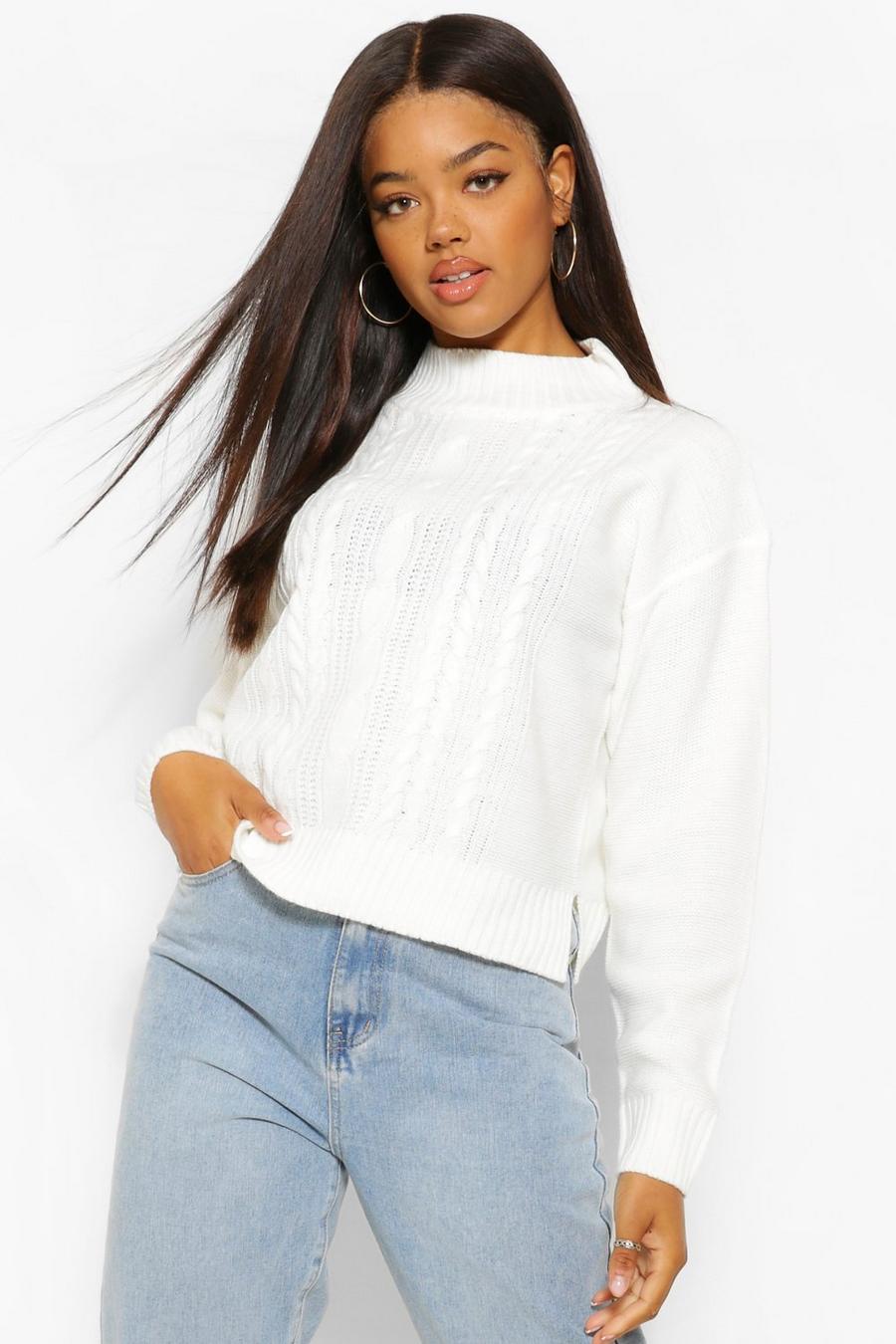 Cable Knit High Neck Sweater image number 1
