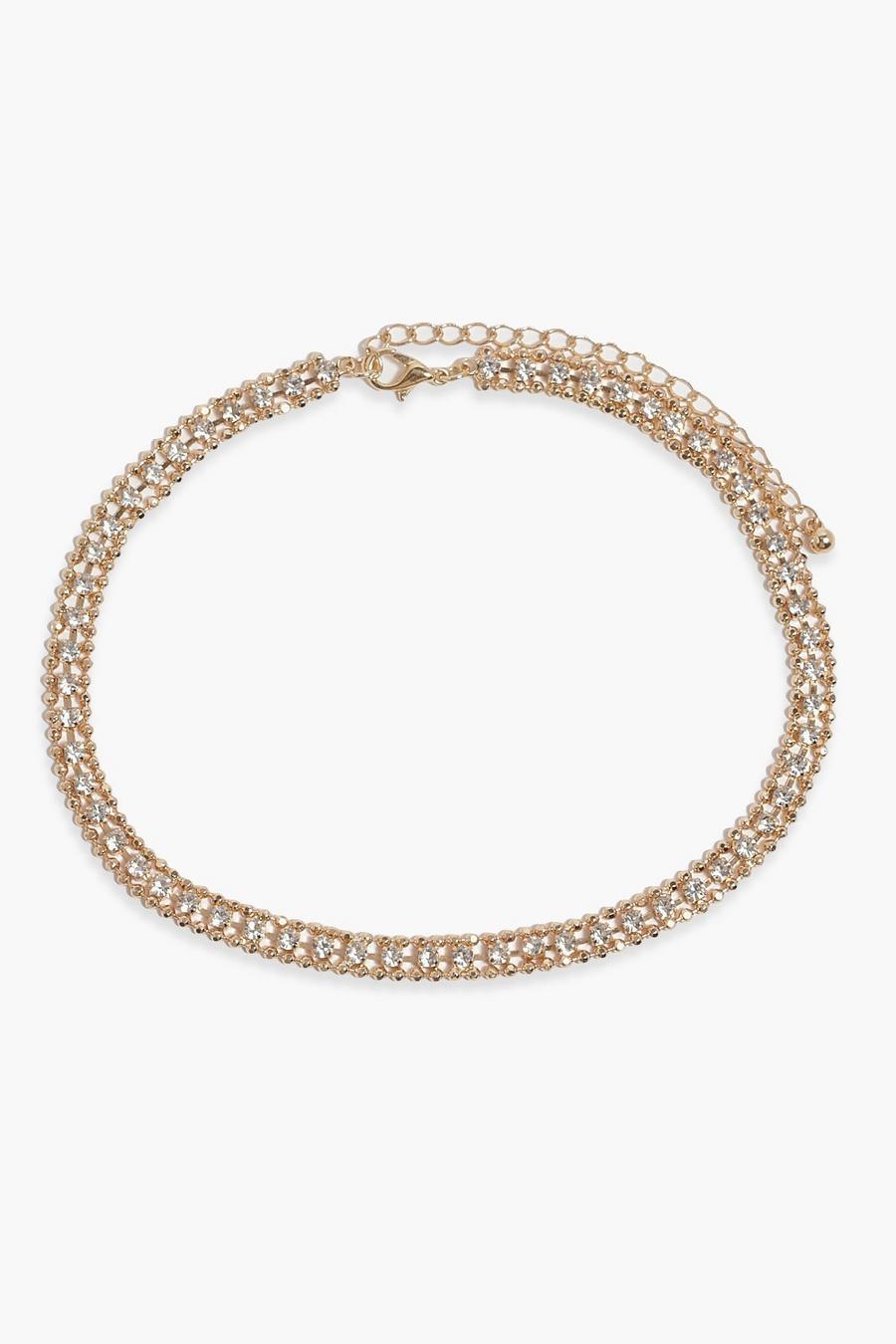 Gold Dainty Diamante Choker image number 1
