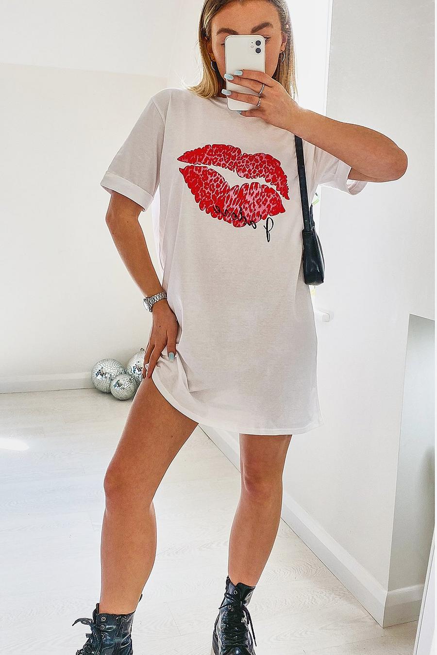 J‘adore T-Shirt-Kleid mit Lippen-Print image number 1