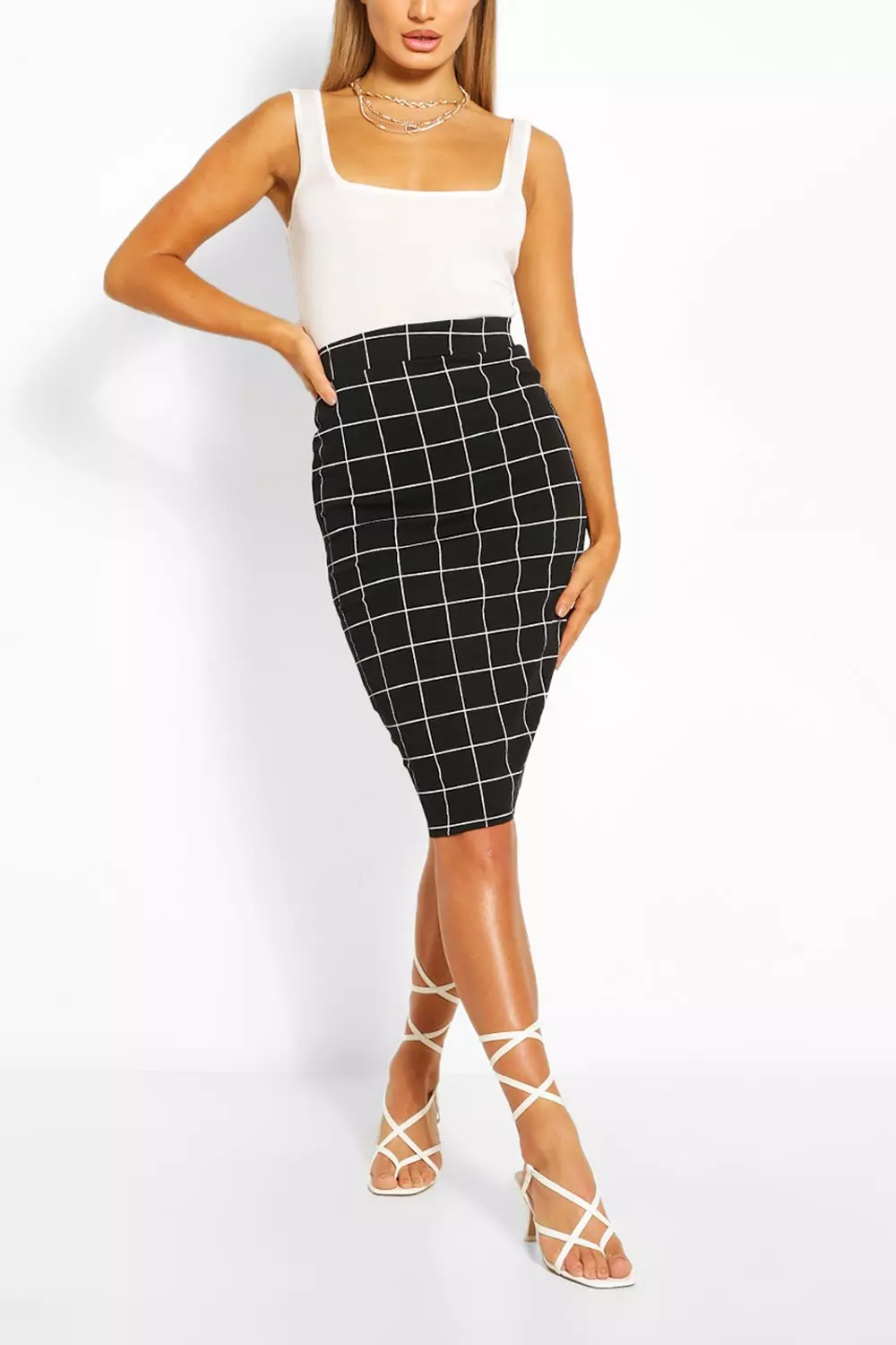 Plaid pencil skirt outlet xl