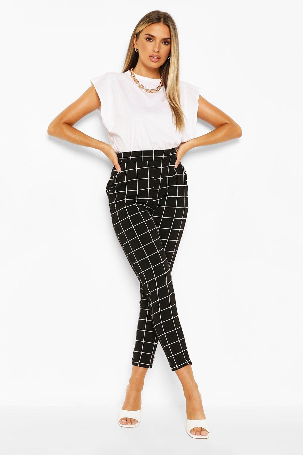 black check skinny trousers