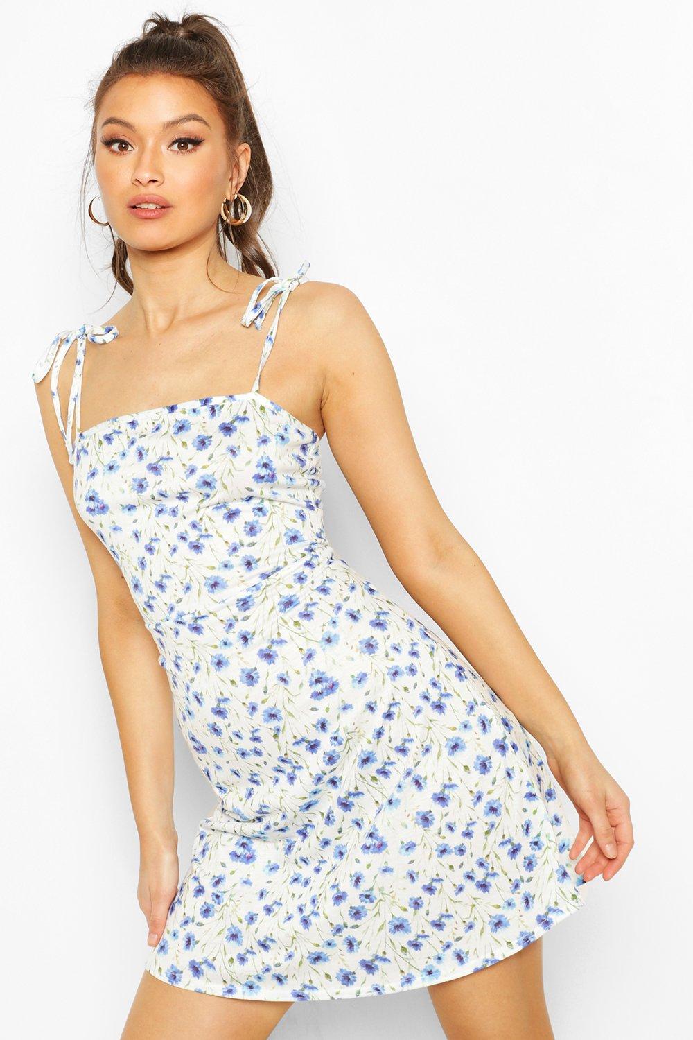 Floral Strappy Mini Dress | Boohoo UK