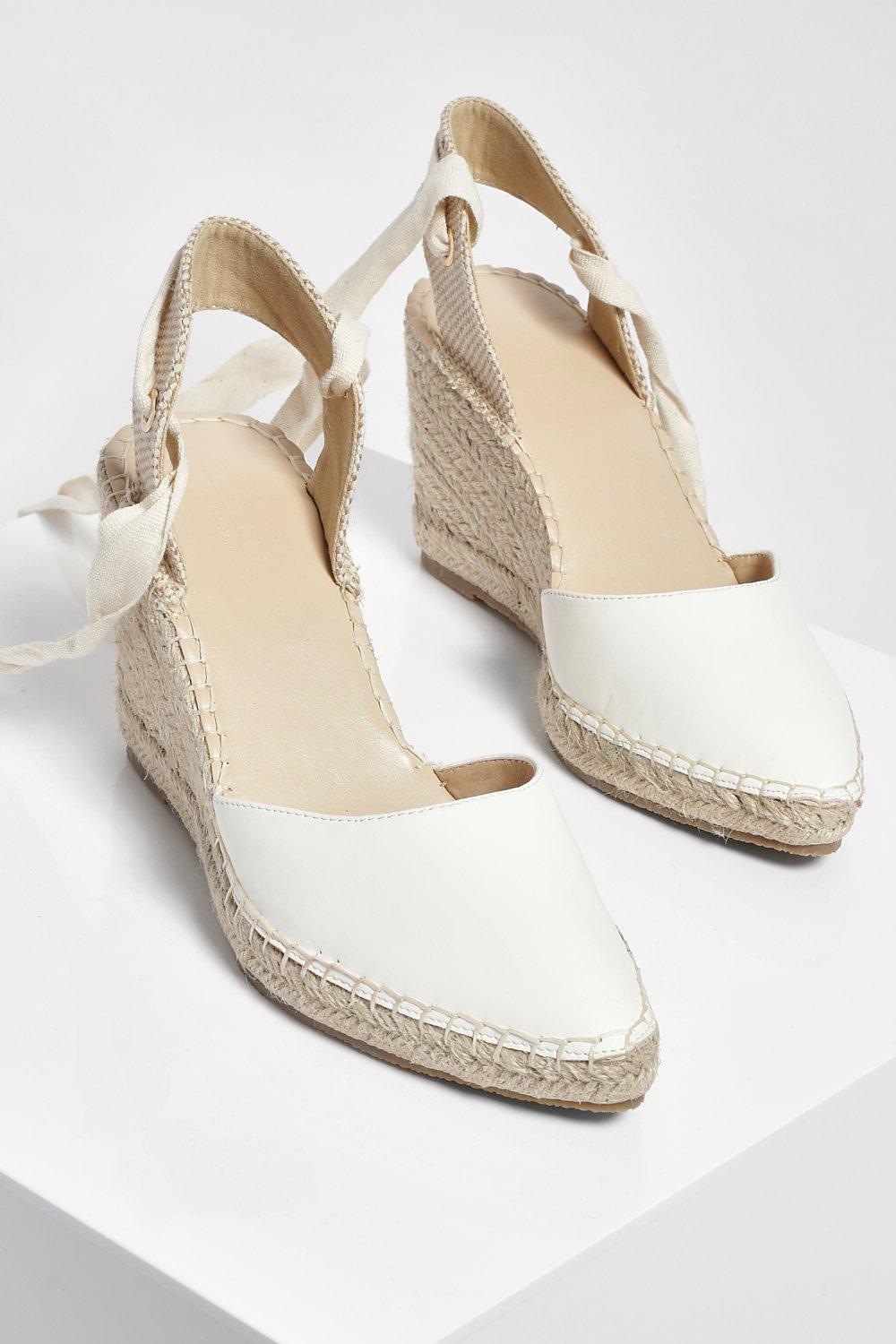 Pointed Toe Wrap Espadrille Wedges