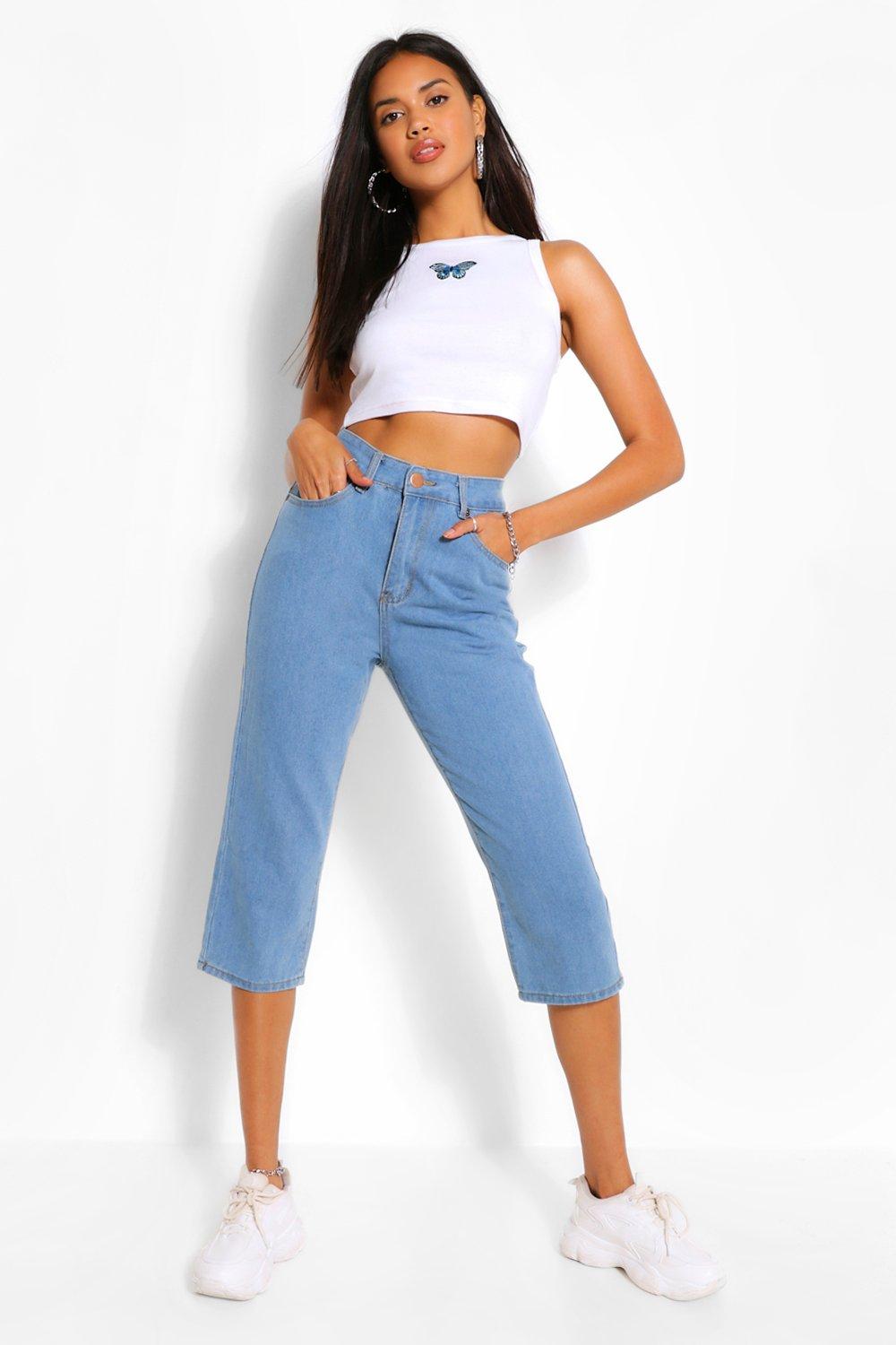 Pantaloni palazzo dal taglio corto a vita alta boohoo