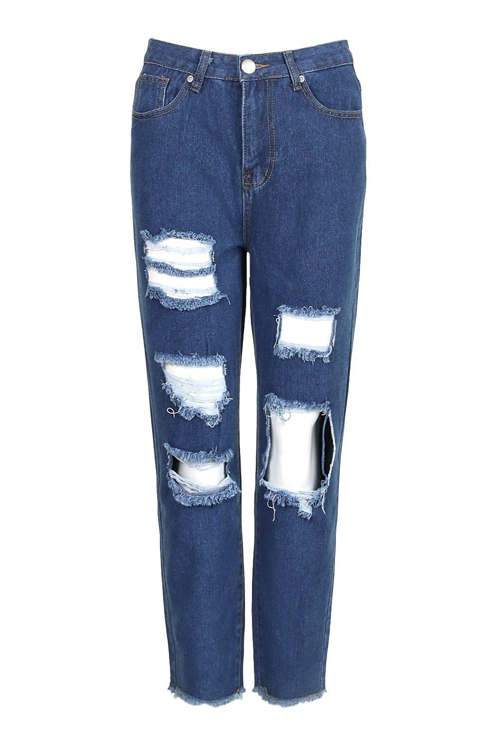 Basics High Waisted Ripped Mom Jeans