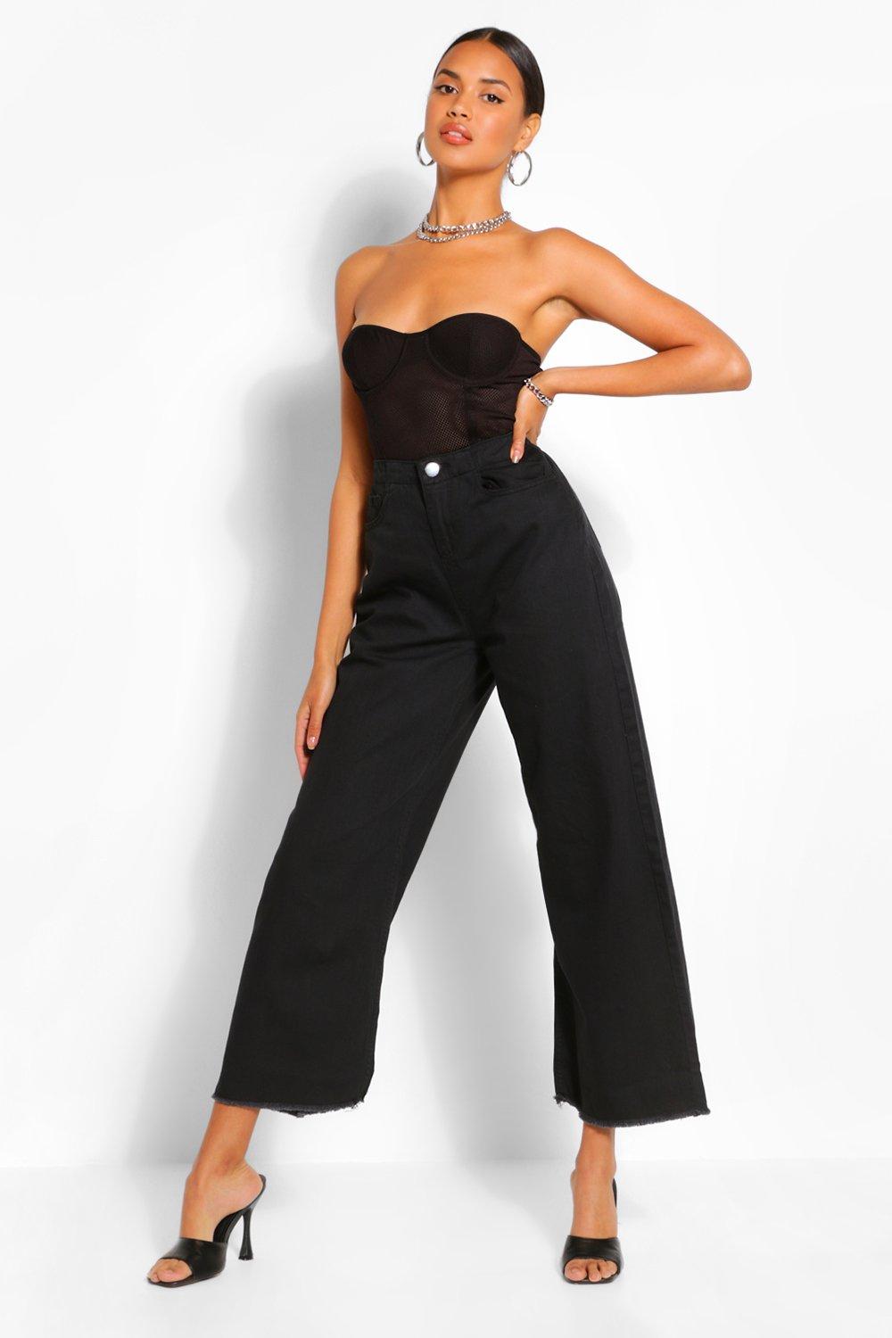Jean large et fluide taille haute ourlet effiloch