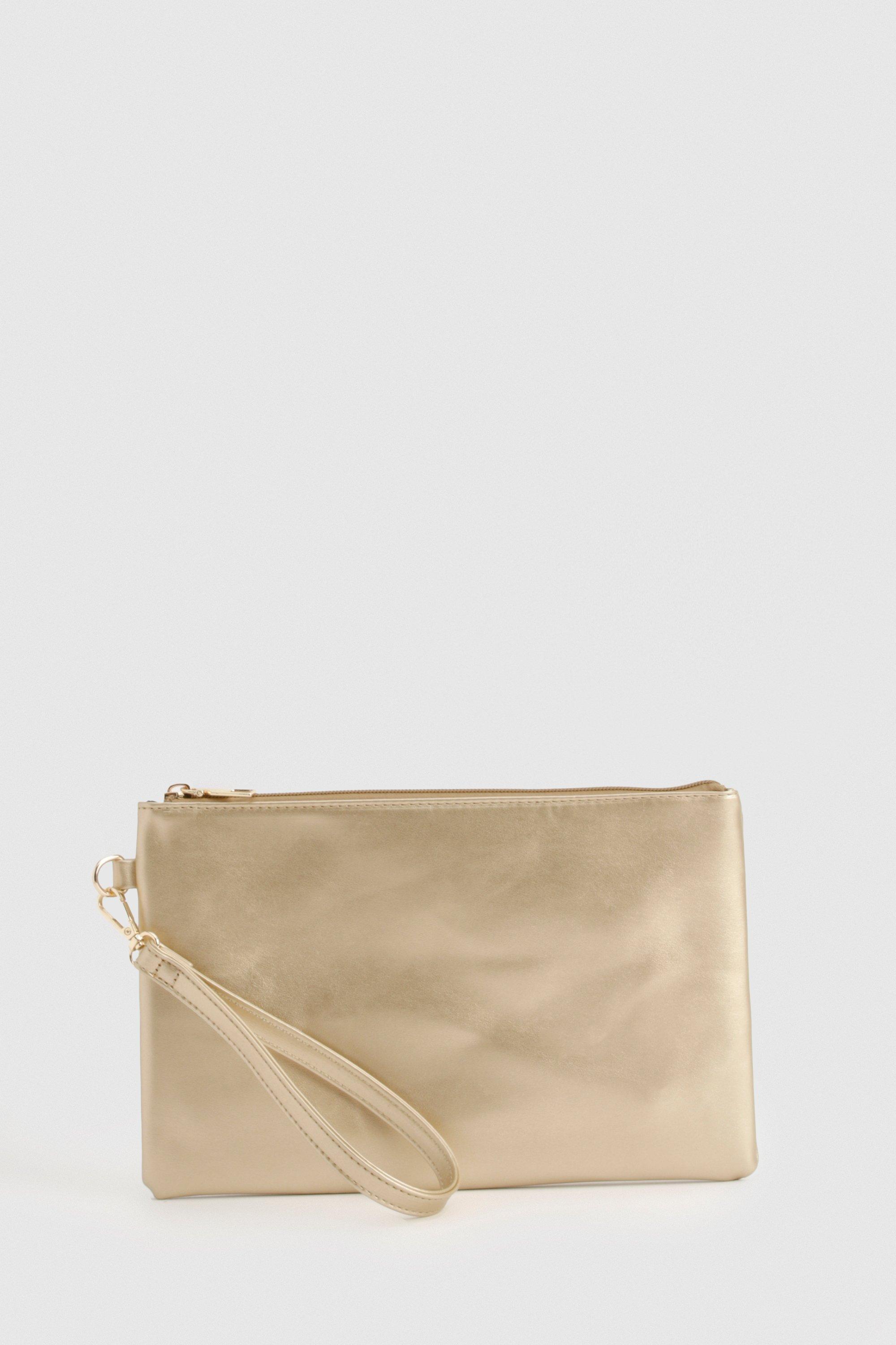 Gold clutch bag on sale boohoo