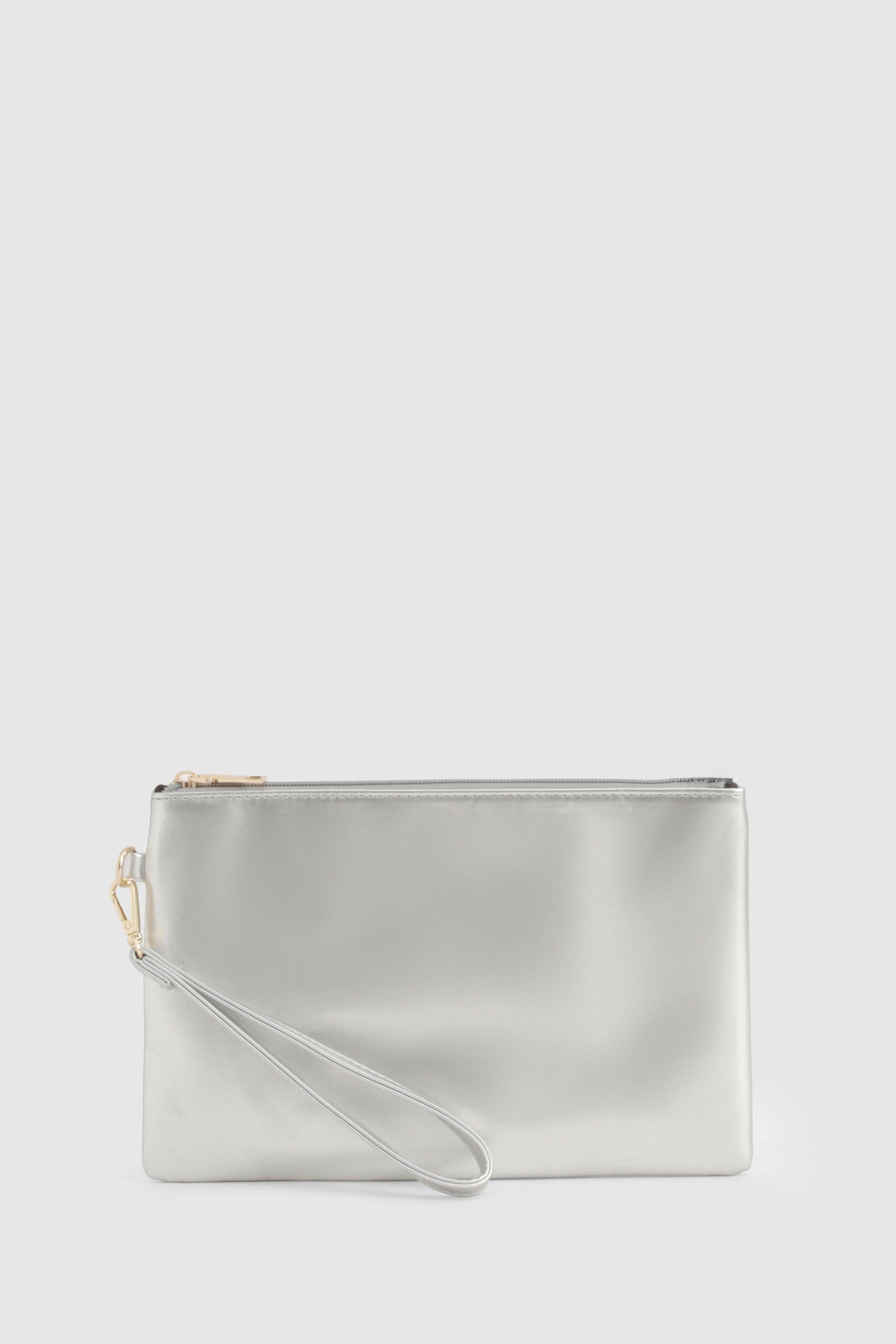 Silver metallic clutch on sale purse