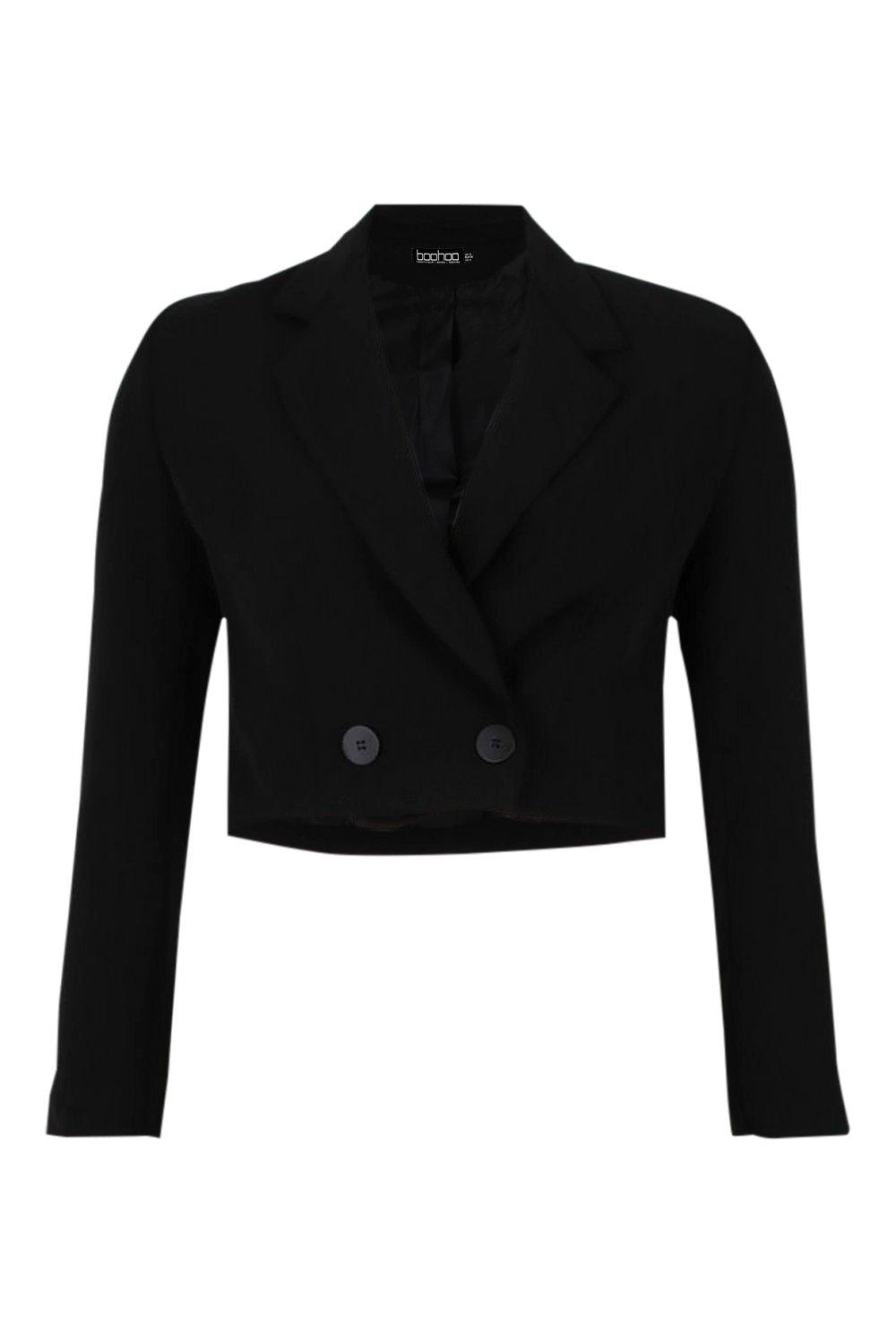 Geweven Getailleerde Korte Blazer