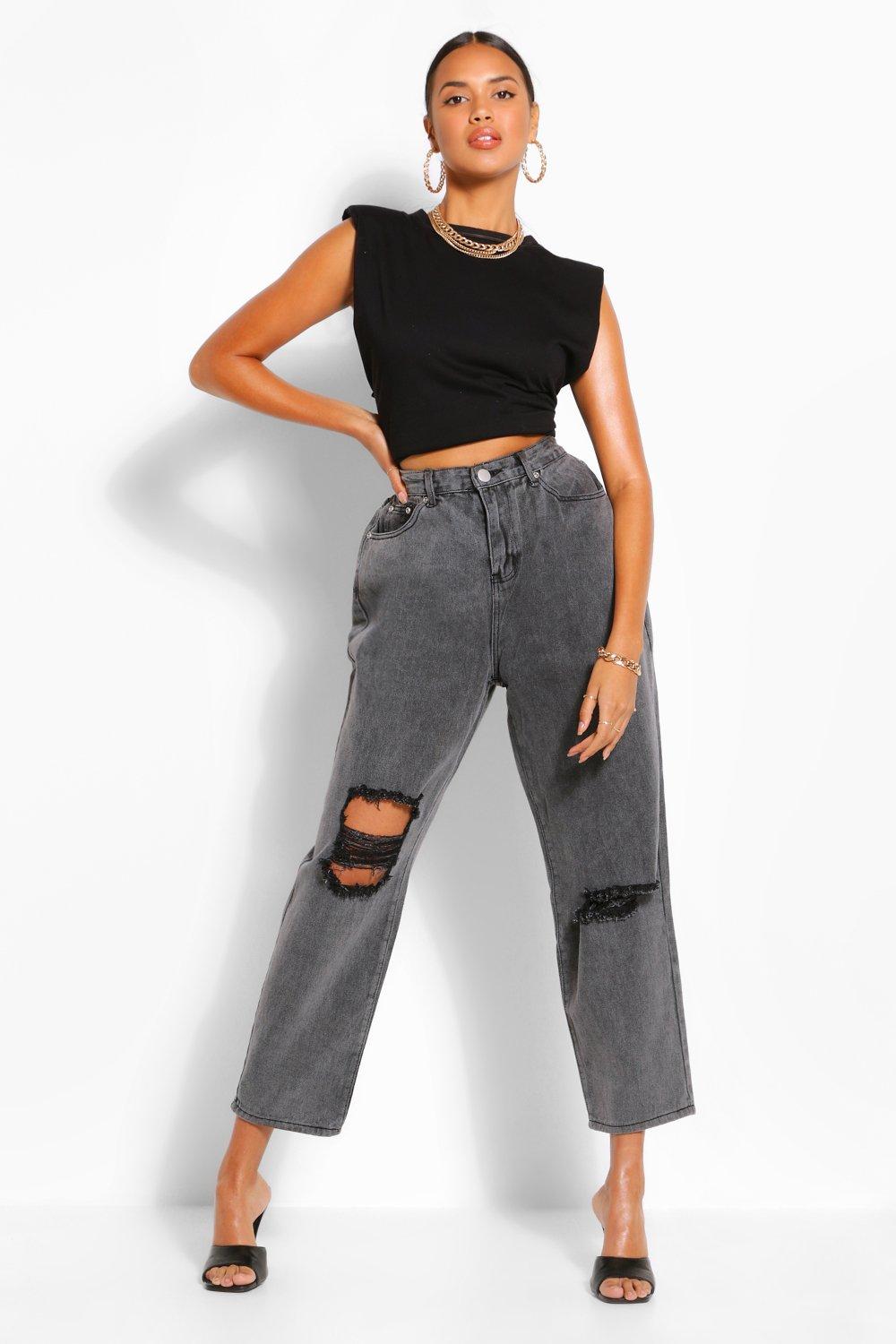 black mom jeans washed