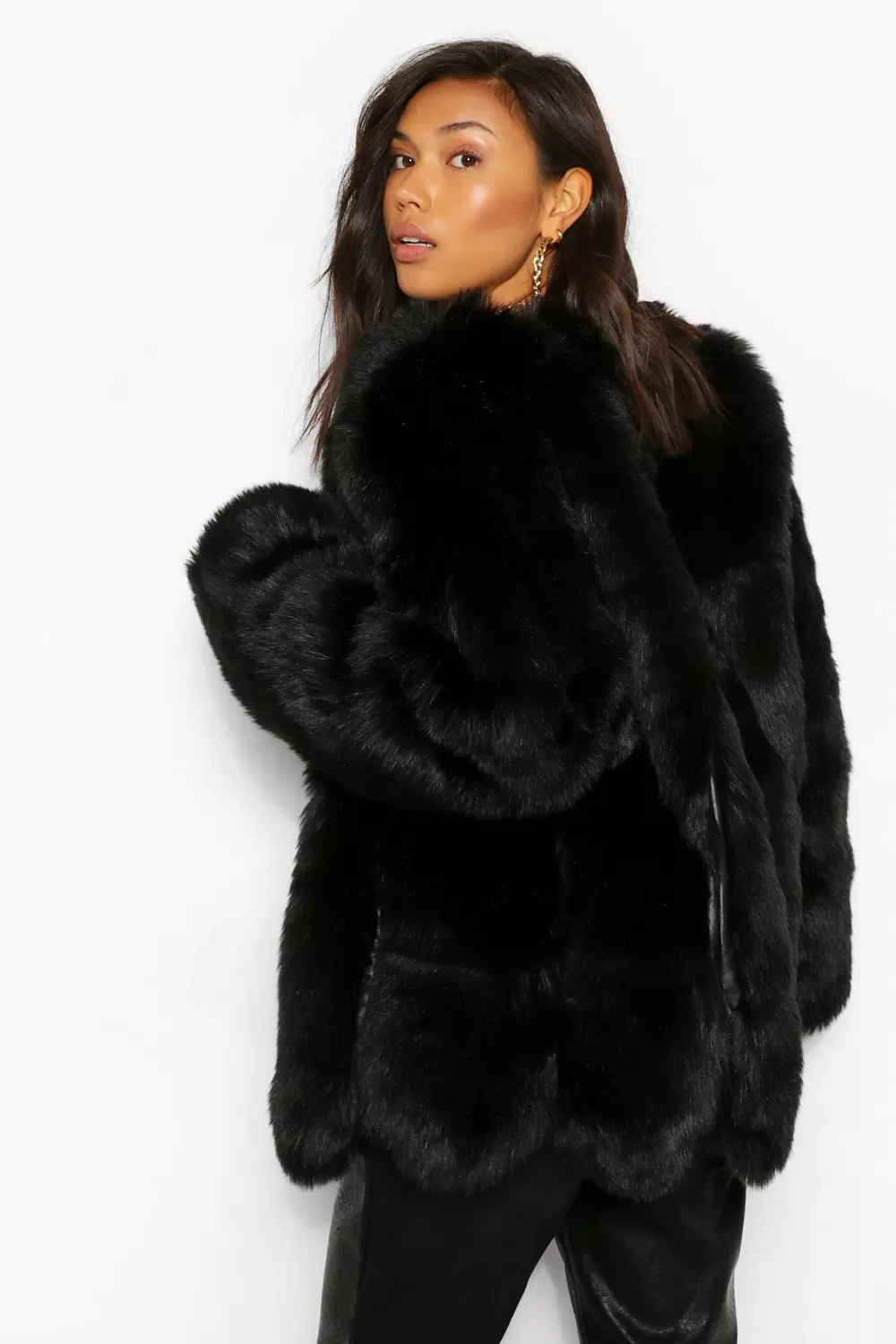 Black faux hotsell fur coat boohoo