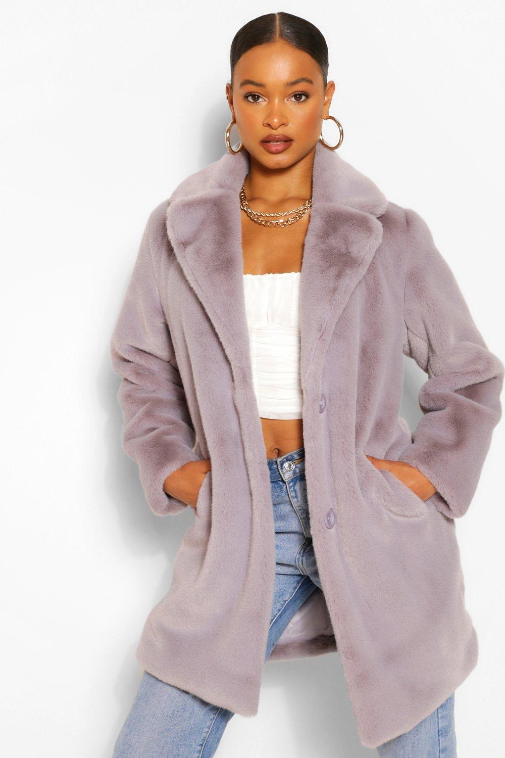 Mauve on sale fur coat