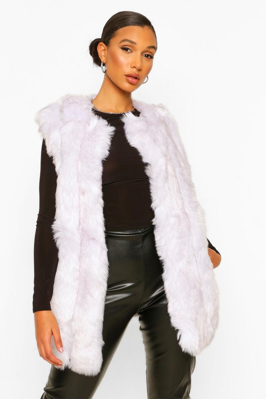 Grey Luxe Longline Panelled Faux Fur Gilet image number 1