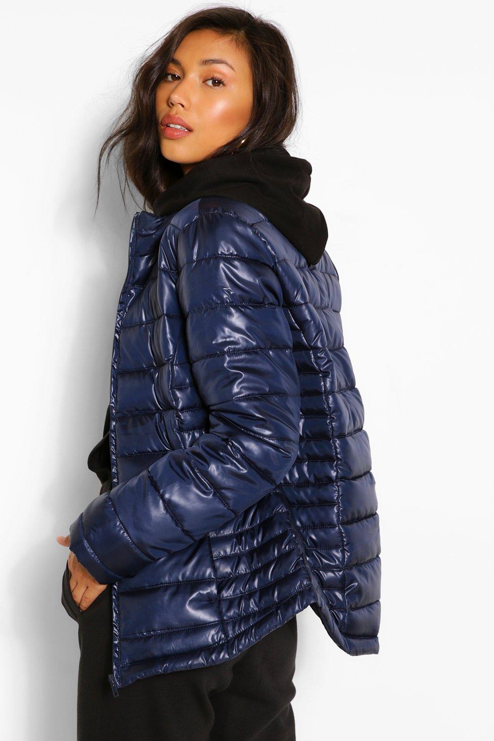 Funnel Neck Fitted Puffer Jacket